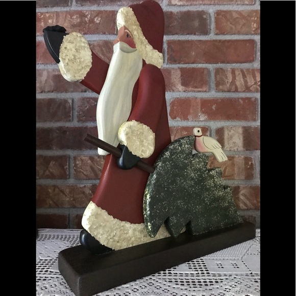 Rare Vintage Hand Carved Solid Wood Standing  Santa Decor - Picture 3 of 8